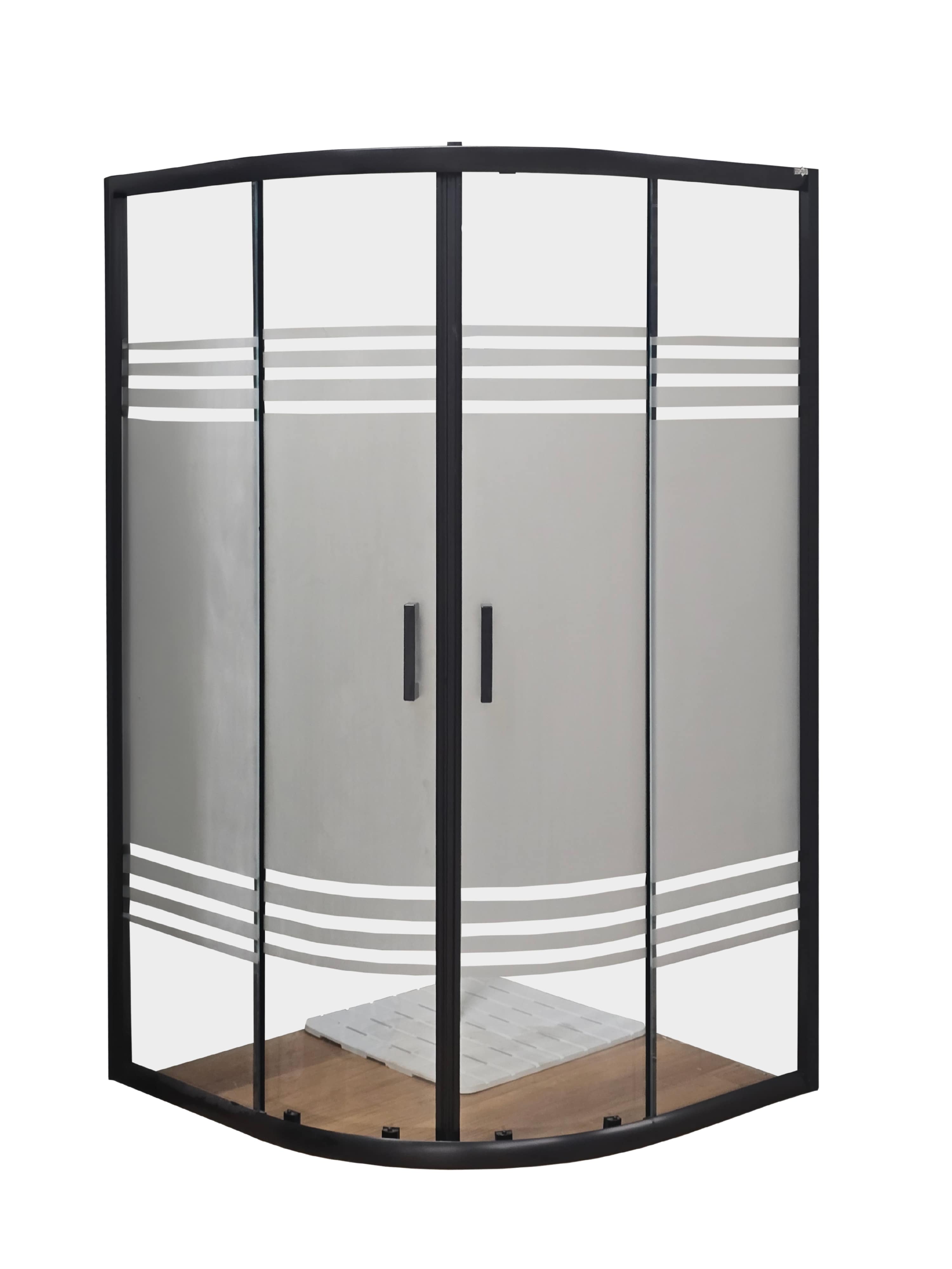 Tek Dus Shower Cabin with Black Patterned Profile 100*100 Cm