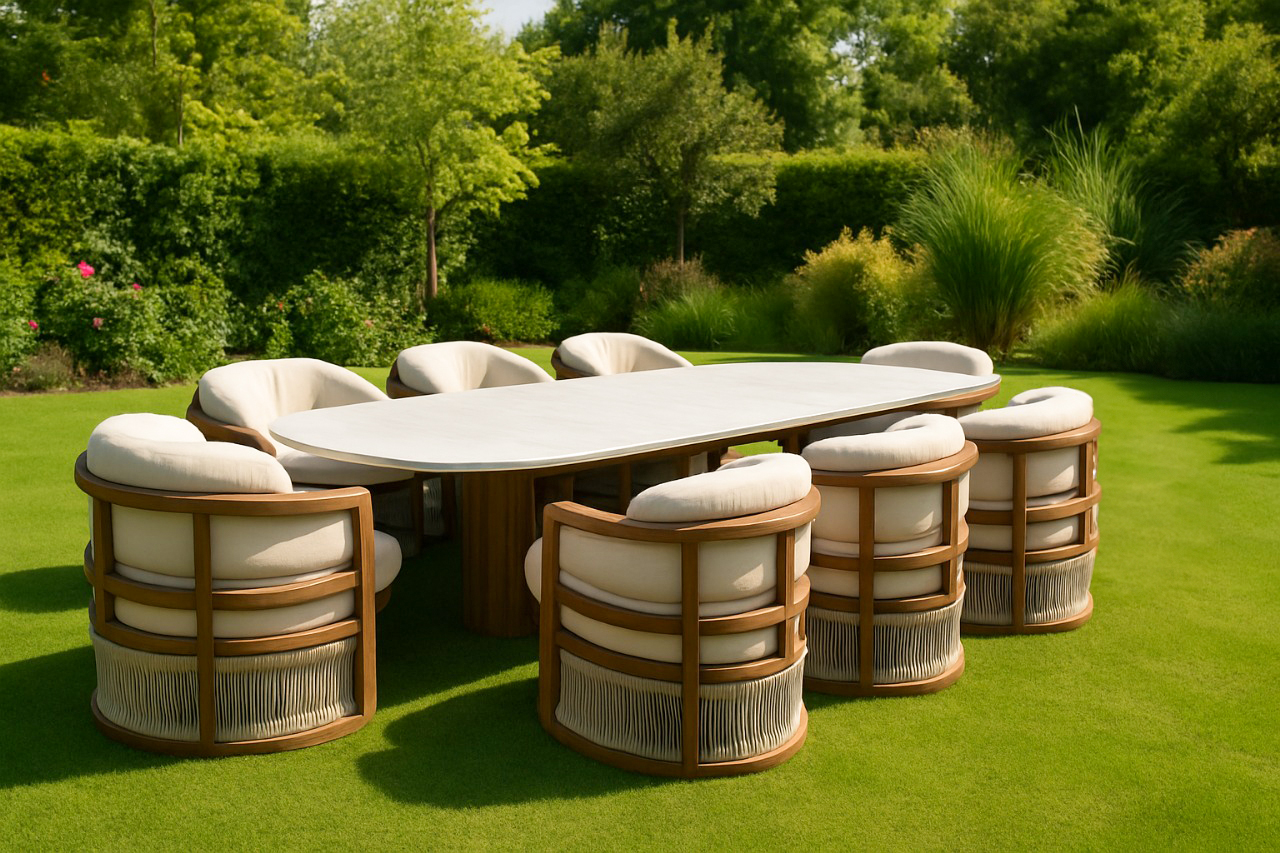 سێتی مێزی دار + 8 کورسی جۆری سیسیلی ئیرۆکۆ