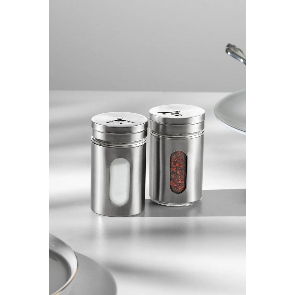 Nehir Dil 2 - Piece Glass Cylinder Salt and Pepper Shaker Set