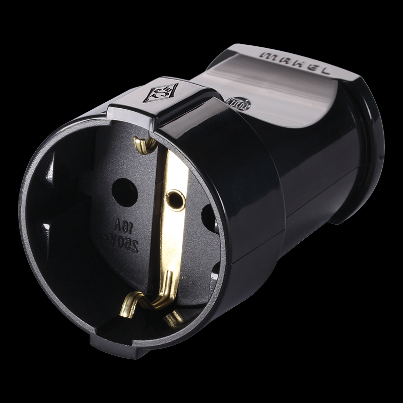 Grounded Female Plug ; Black