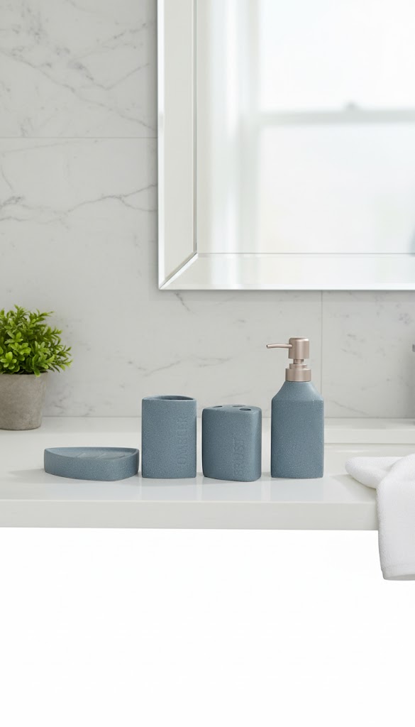 Oster 4-Piece Bathroom Accessory Set; Matte Turquoise - SMT-260