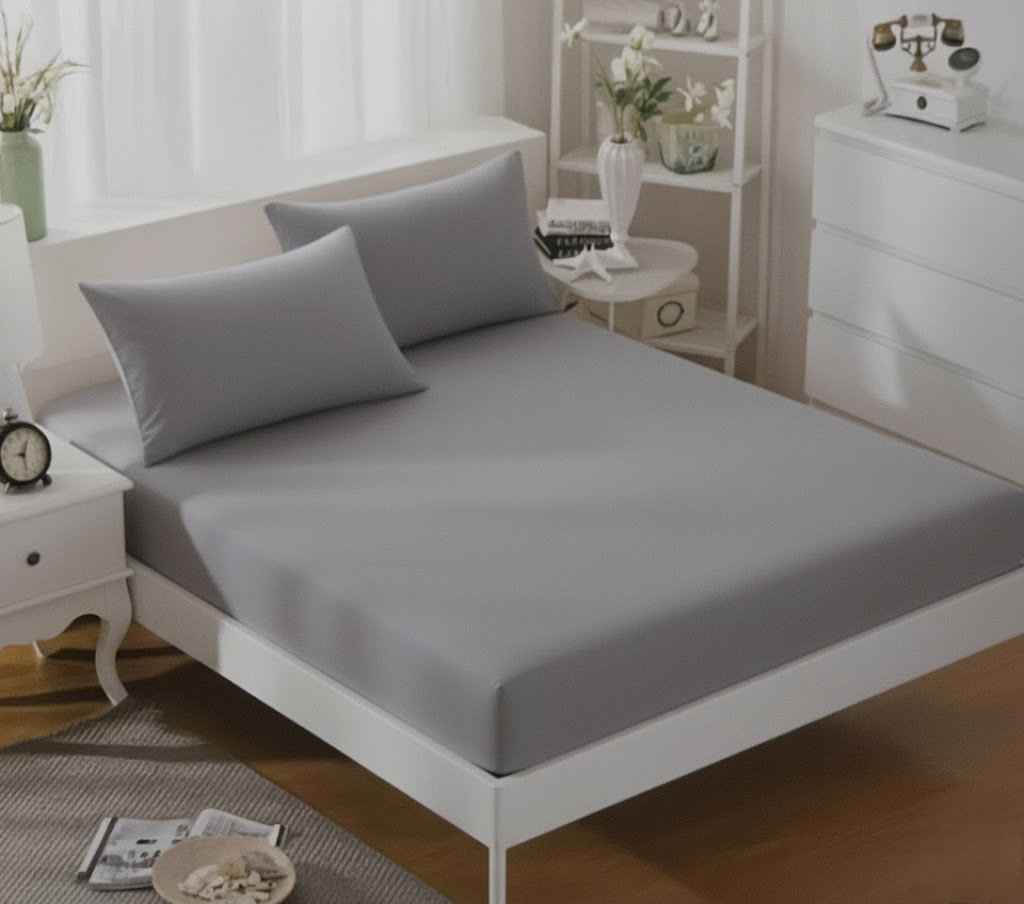 طقم ملاءات سرير 180*200 + 30 سم، 50*70 سم + قطعتين؛ رمادي - 1820-GR