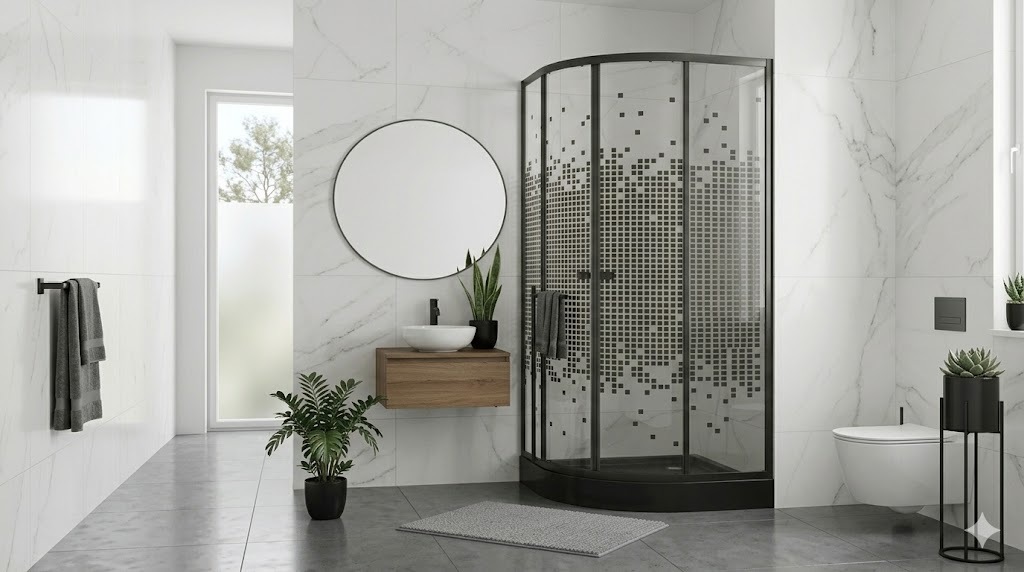 Tetris Patterned Shower Enclosure 90x90x185cm 4mm