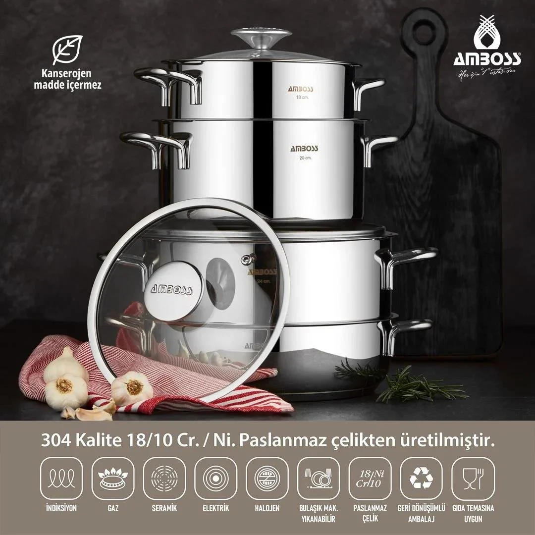 Amboss Cool 8-Piece Stainless Steel Cookware Set