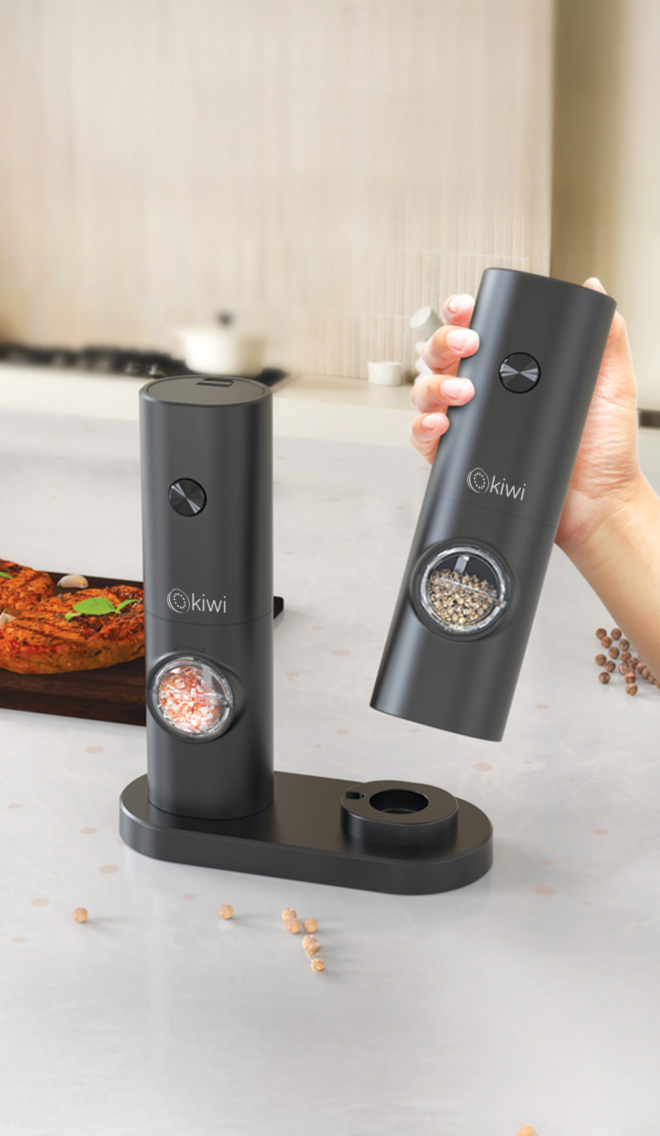 Kiwi Battery-Powered Salt and Pepper Grinder - KSPG4850
