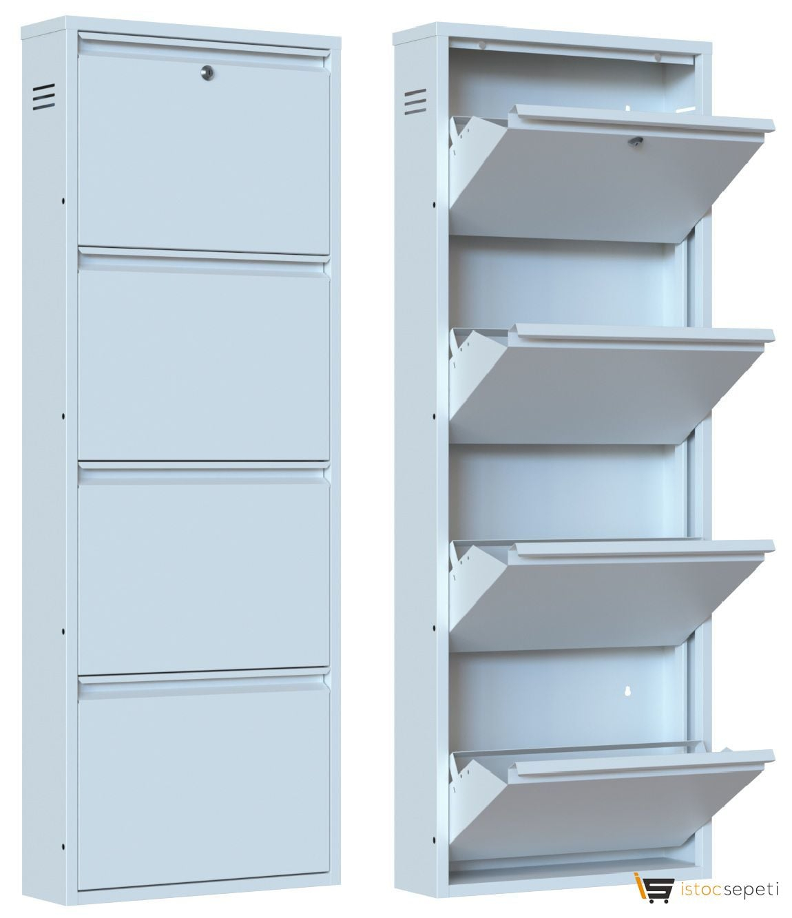 Ac Metal 4-Tier Shoe Cabinet ; White image 1