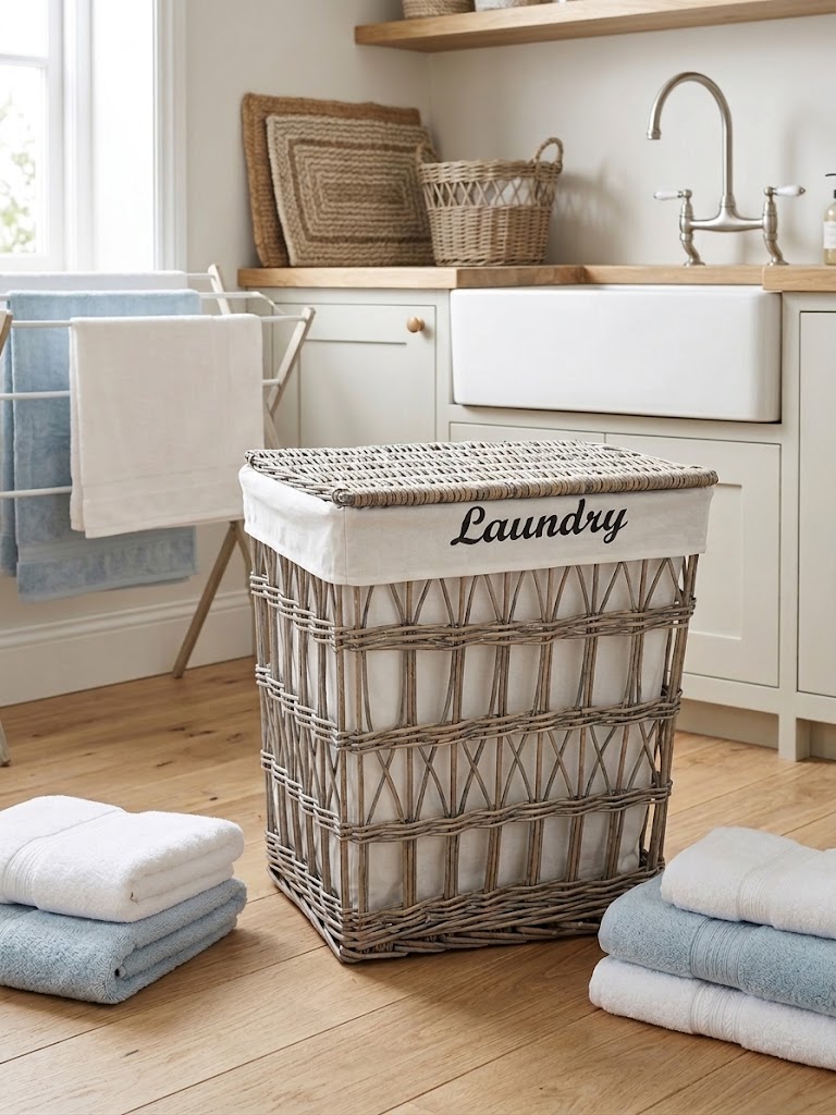 Rectangular Willow Laundry Basket ; Large Size 40x30x48cm - WP25-1