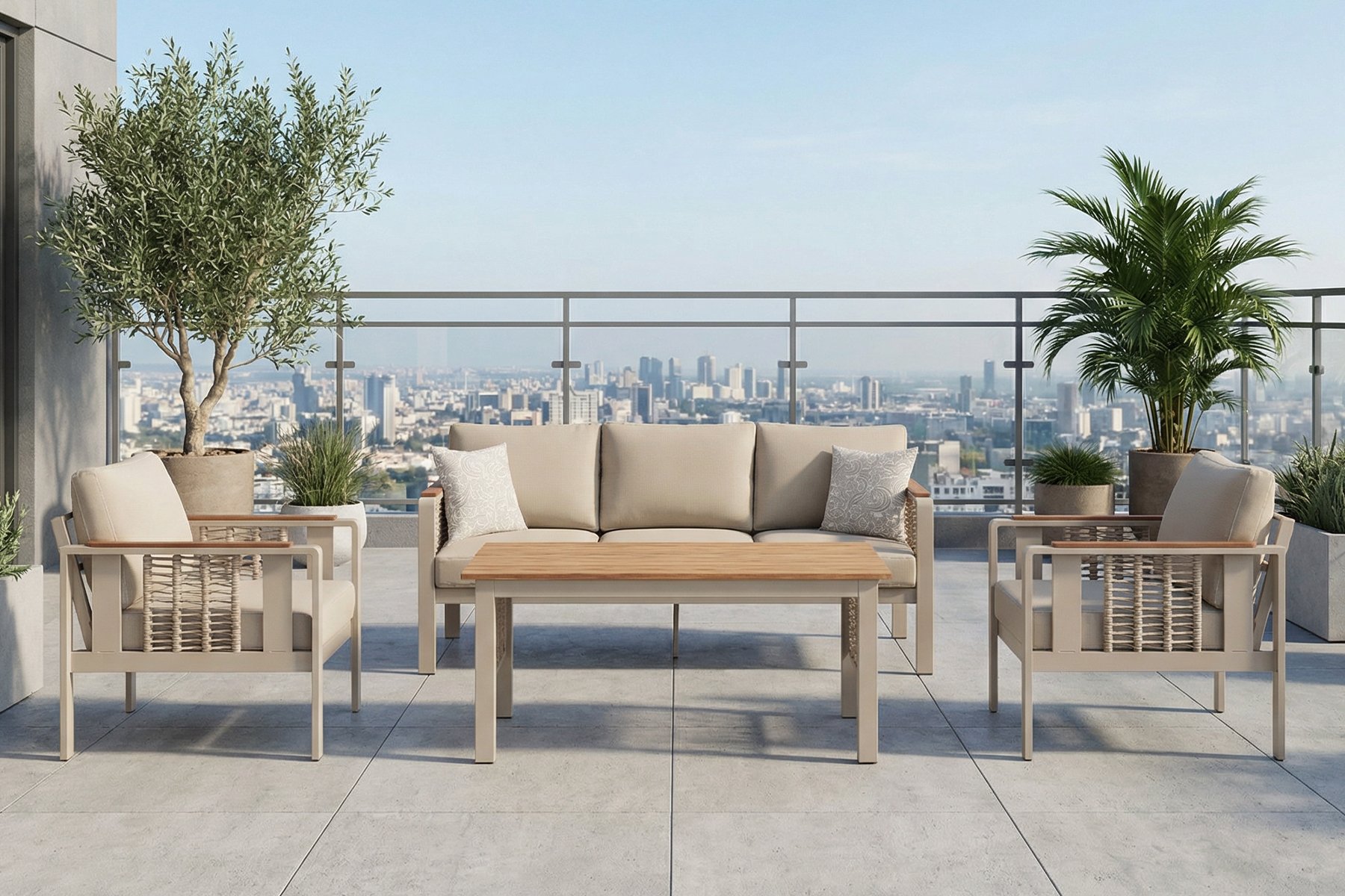 Erinoz Eliz Garden Seating Set 3+1+1 + Coffee Table