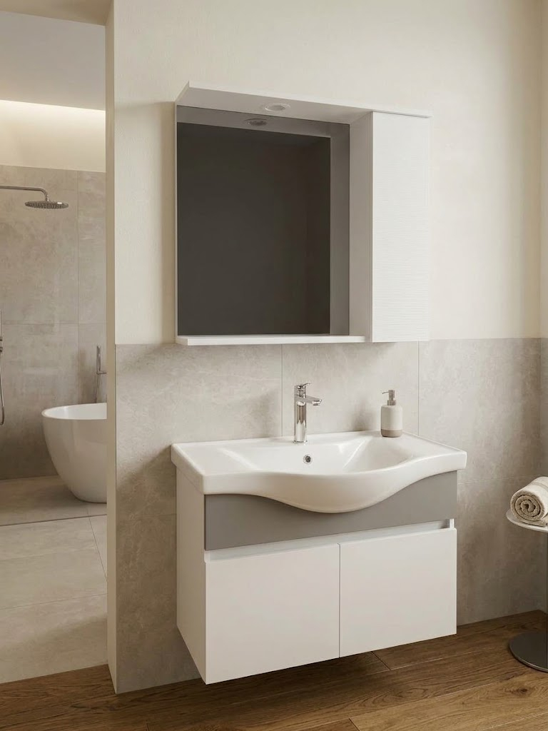 Indus Bathroom Vanity Cabinet & Sink Set White 80cm