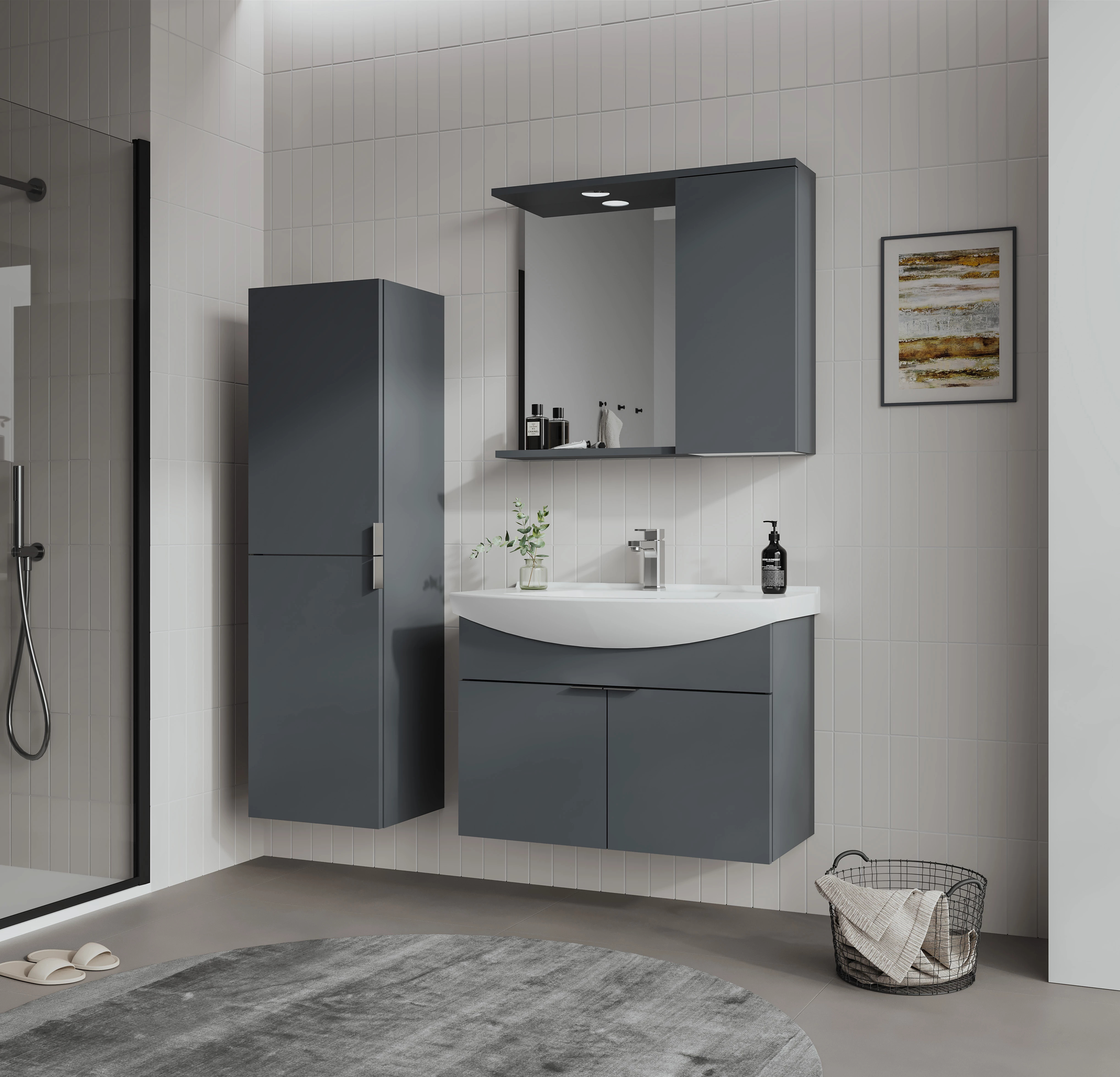 Bathroom Vanity &amp; Cabinet Set 100cm ; Anthracite