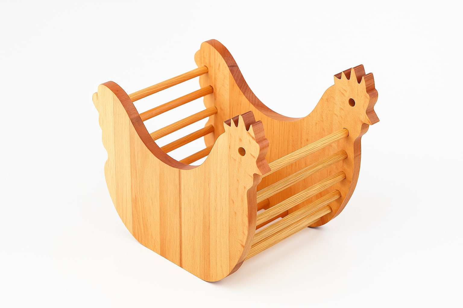 Asir Chicken Shaped Wooden Egg Basket - 949FRB1150