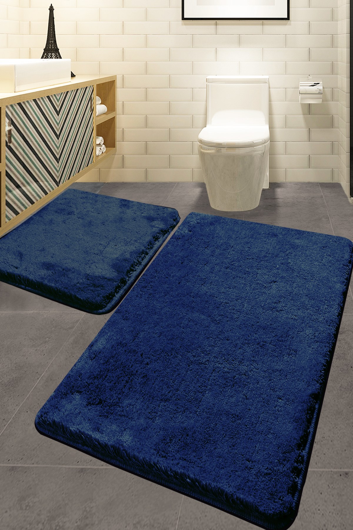 Asir 2-Pieces Acrylic Bathmat Set; Dark Blue - 359CHL2322
