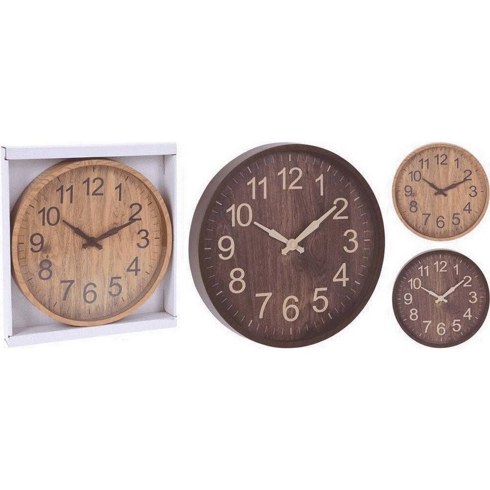 ساعة حائط مظهر خشبي 30 سم 2 تشكيلة