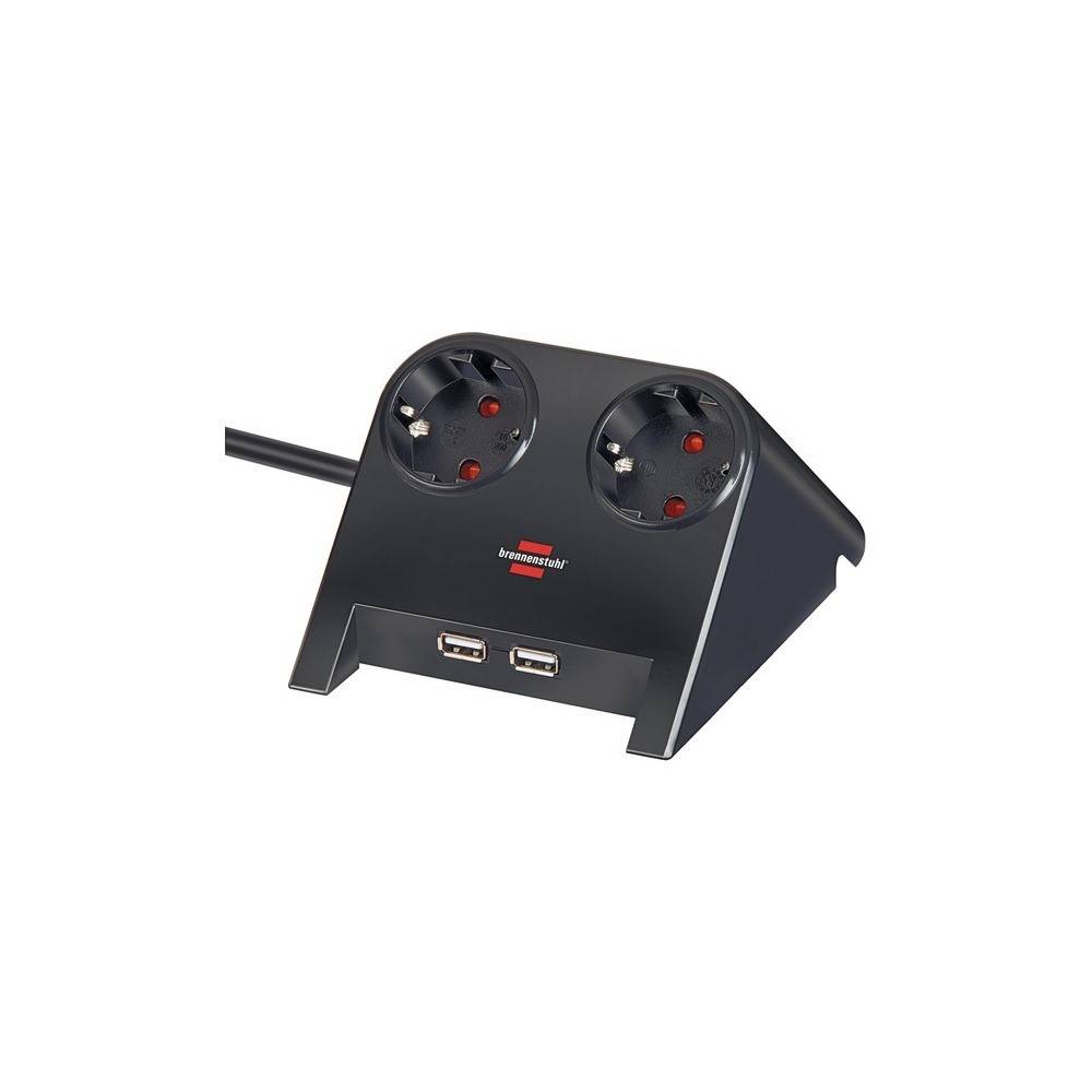 Brennenstuhl Desktop Power Socket 2 Way + 2 Usb 1.8M Black