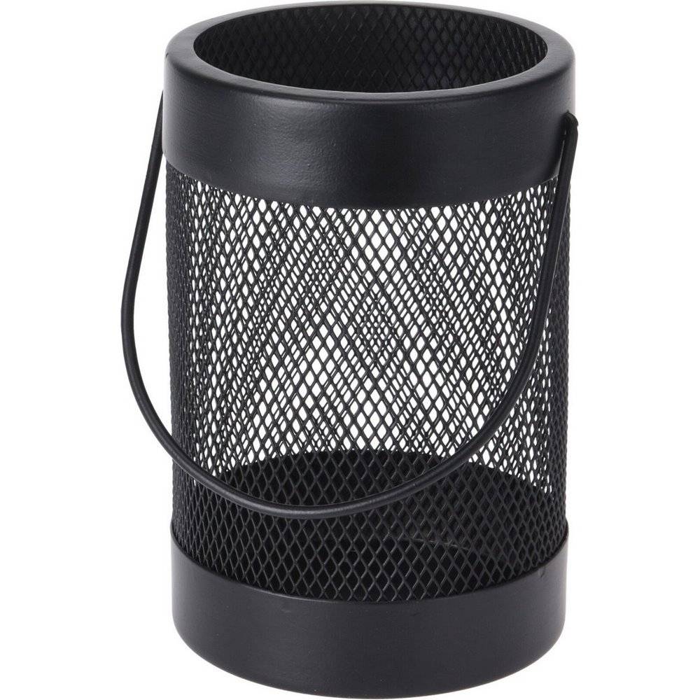 حامل شمع فانوس حديد شبكي لون أسود.