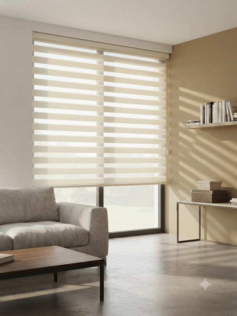 Bamboo Zebra Roller Blind 80x200cm ; Cream - BM-13