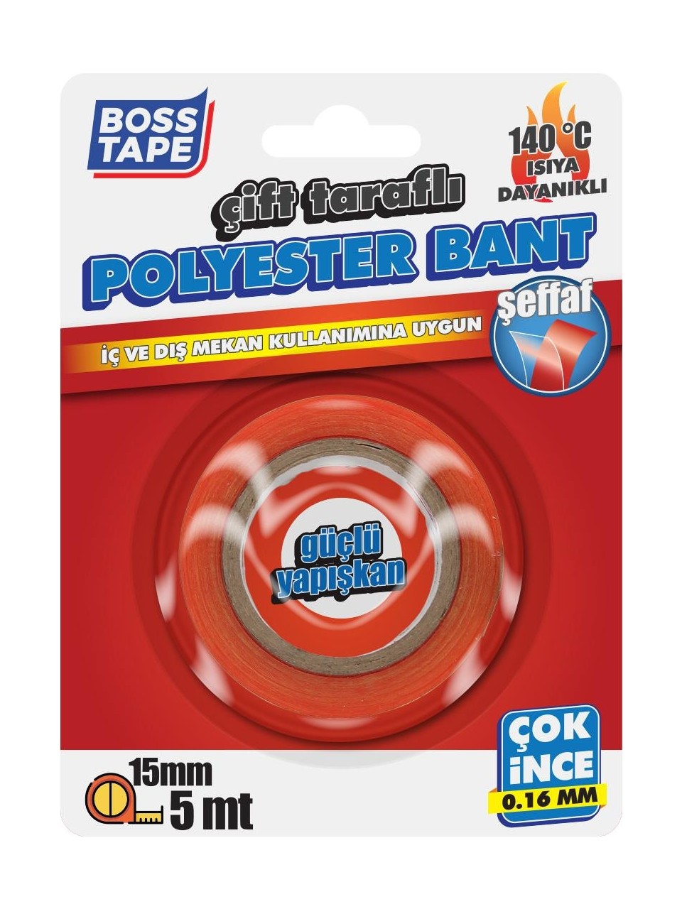 تێپی دوو لا 15 ملم*5 م بە بەرگری پلەی گەرمی 140°