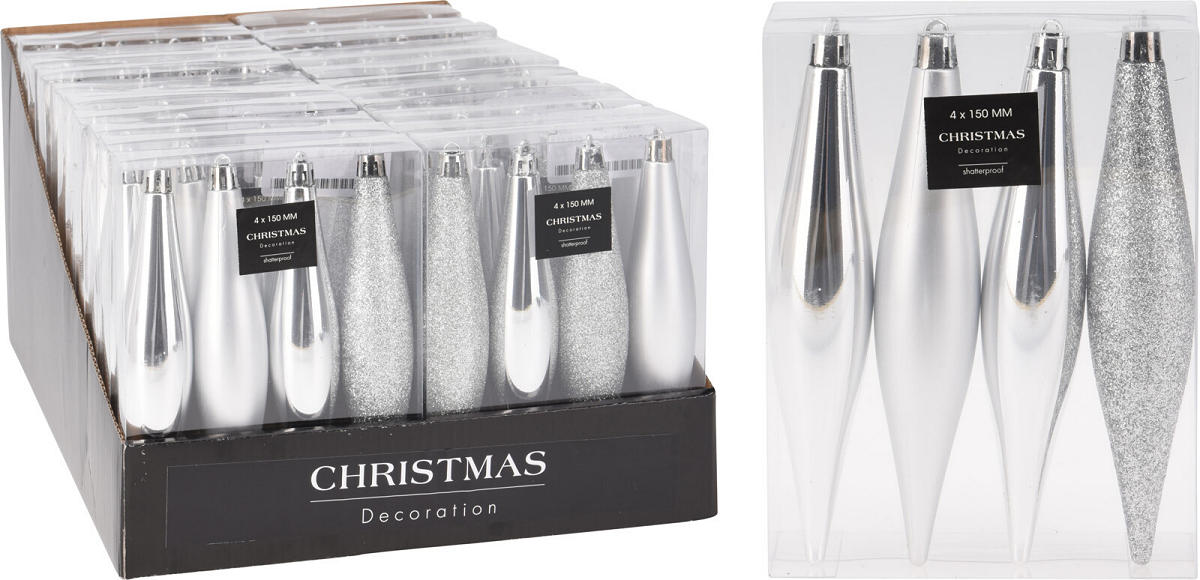 Koopman Christmas Decoration Gift Set 4 Pcs; Silver - AVS101210