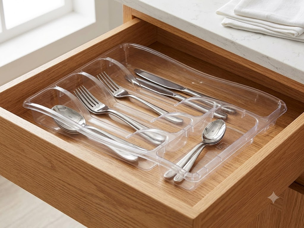 Small Transparent Cutlery Tray (753)