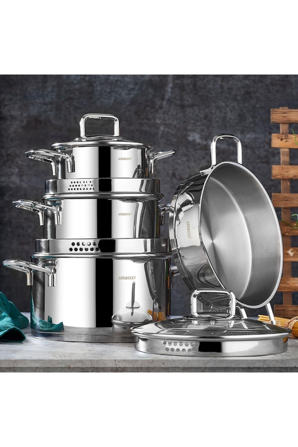 Steel Pot Set with Glass Lid (VDIA-6572)