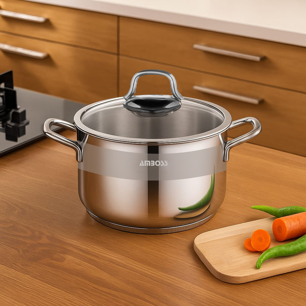 Amboss Steel Pot with Glass Lid 20*11 cm 3.35L - VSAP-4301V