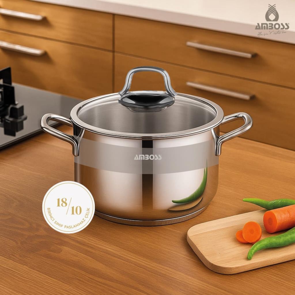 Amboss Steel Pot with Glass Lid 26*16 cm 8.0L - VSAP-4332V
