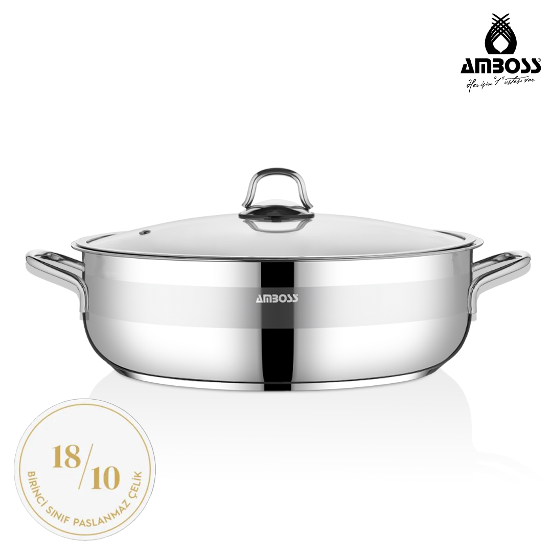 Amboss Steel Pot with Glass Lid 24*07 cm 2.5L - VSAP-4363V