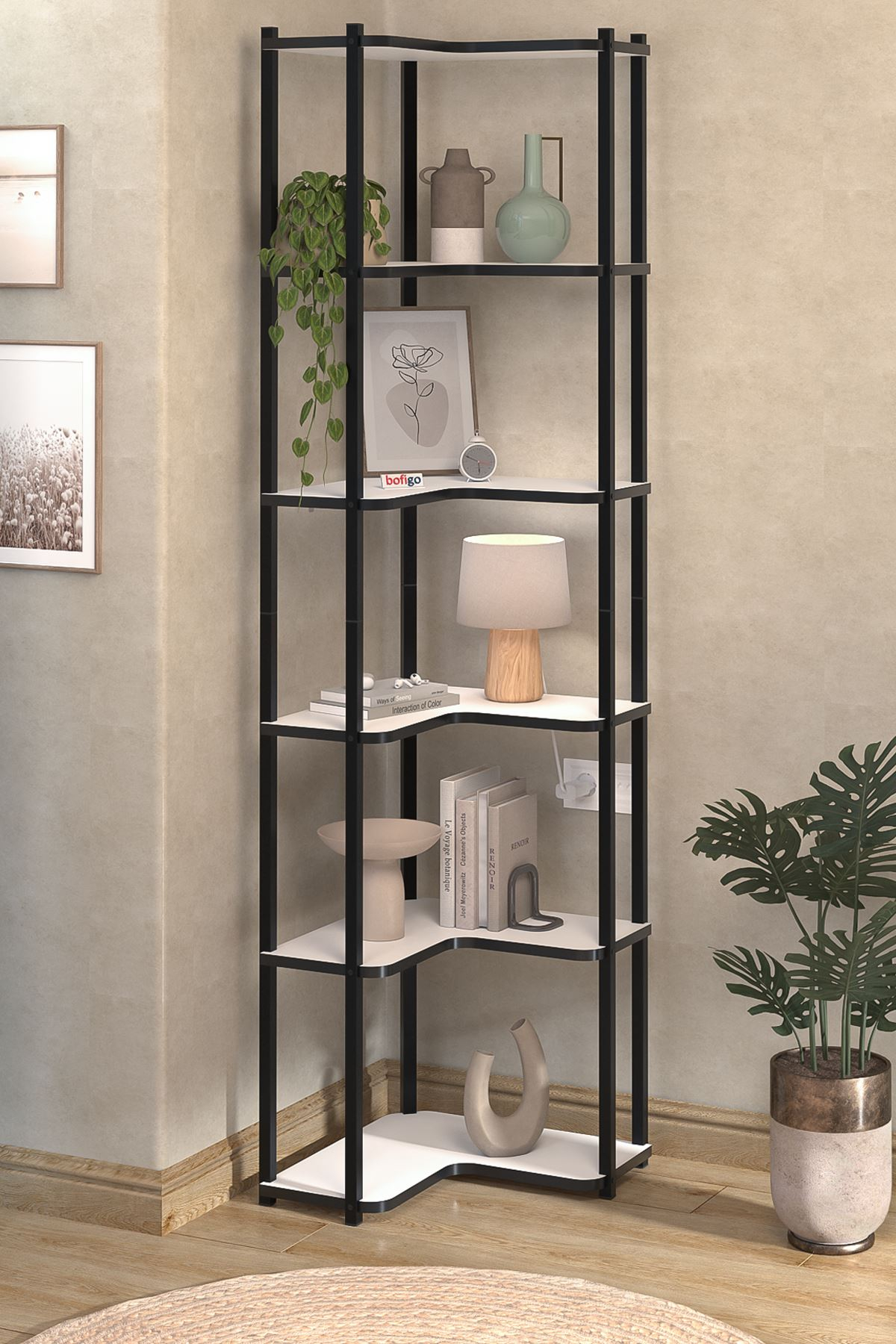 6-Tier Decorative Bookshelf ; White
