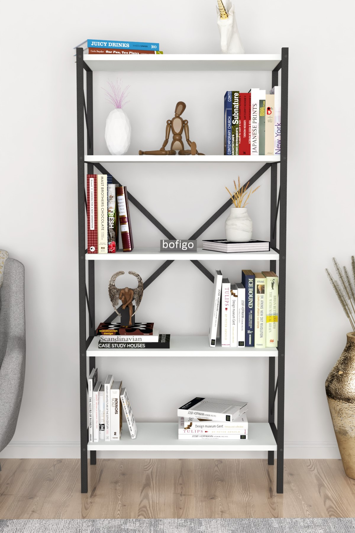 5-Tier Bookshelf ; White