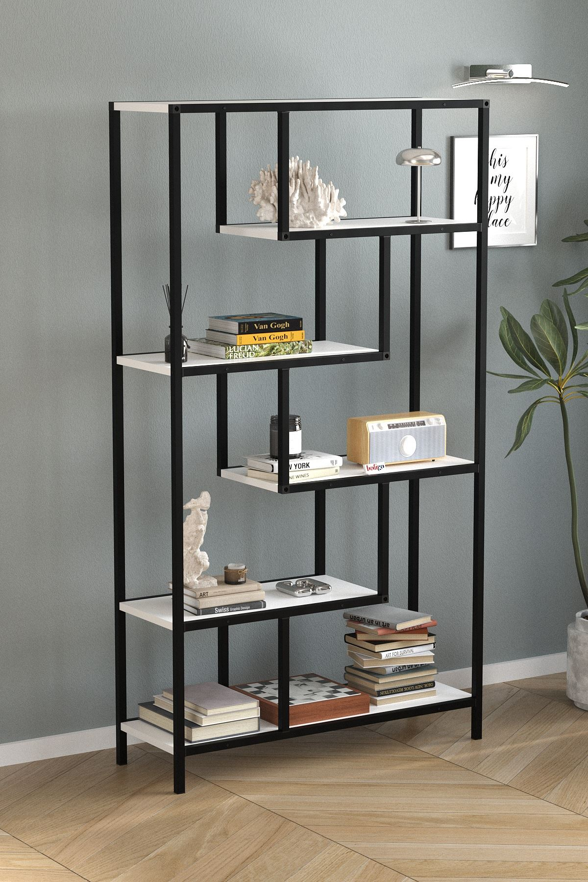 Larissa 6-Tier Decorative Bookshelf ; White